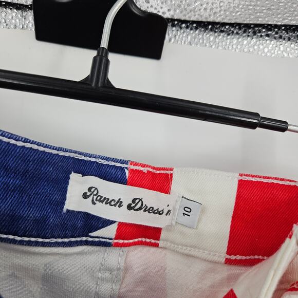 Ranch Dress'n Flare Jeans American Flag 4th of July Stripes Star Print Size 10 - Picture 4 of 8